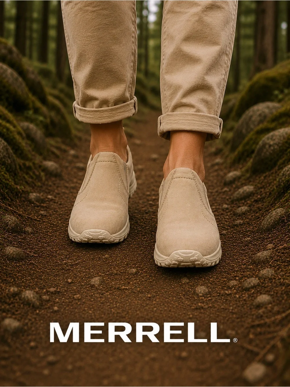 Merrell Slip-On Suede Loafers in Beige
